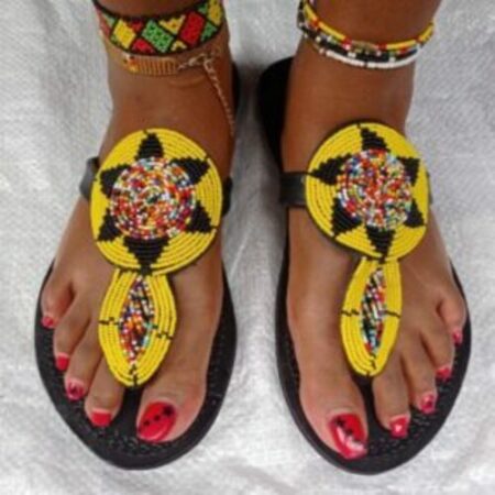 Sunshine Vibes: Yellow African Leather Sandals