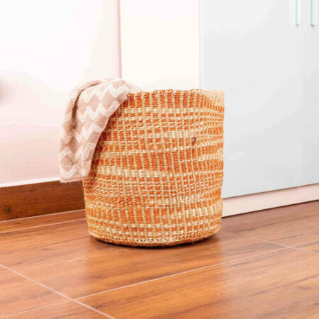 Authentic African Woven Clothes Basket: Stylish Storage Solution