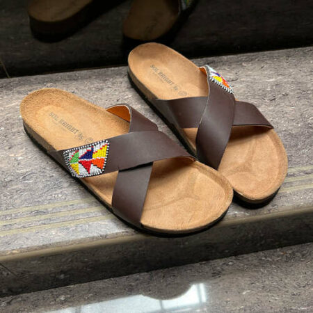 Men's Leather Beaded Beach Sandals