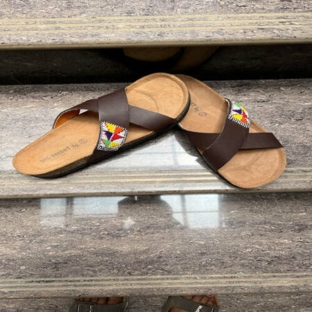 Men's Leather Beaded Beach Sandals