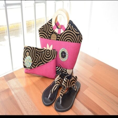 Ankara bag gift set with leather sandals
