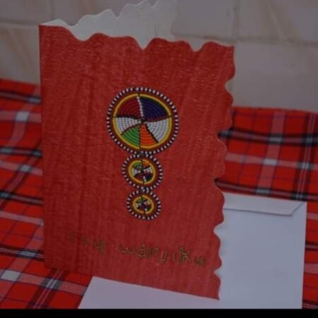 Elera greeting card piece with waterfall circular beads