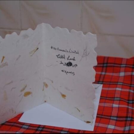 Elera greeting card piece with waterfall circular beads