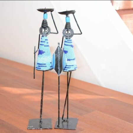 Candle holder pair aluminum set