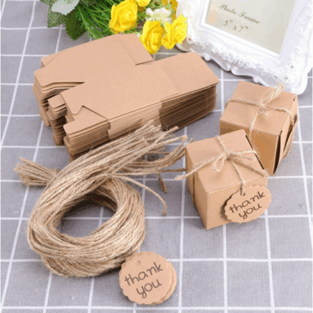 Elegant 200-Piece Product Packaging Box Set with Bow Rope and Side Sticker
