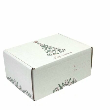 Minimalist White Mailer Box with Celebratory Christmas Art | Corporate Gifts Nairobi