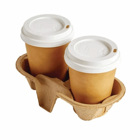 2-Cup Paper Pulp Tray – Eco-Friendly Drink Carrier for Coffee & Beverages