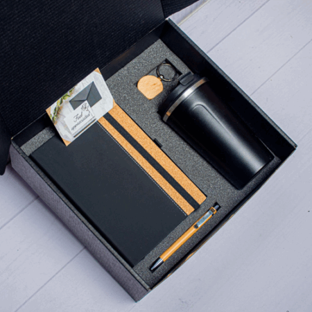 Black Coffee Mug with Bamboo Wooden Side – Stylish Eco-Friendly Drinkware