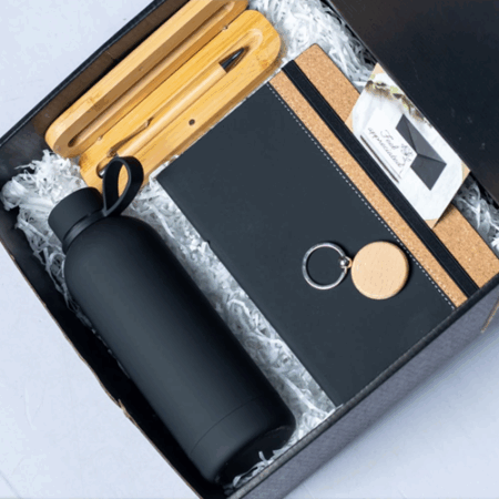 Bamboo Gift Set – Wooden Side Slim Bottle, Pen & Key Holder