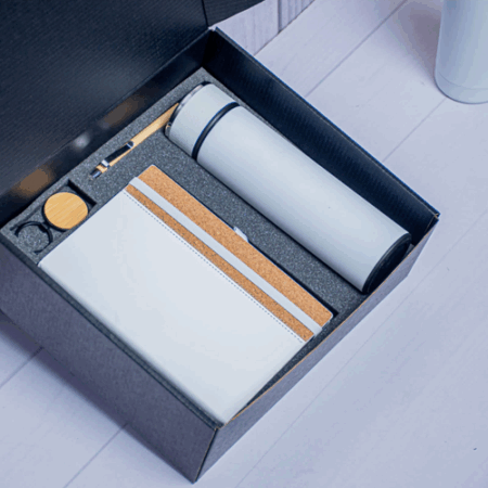 White Side Bamboo Wooden Gift Hamper – Wooden Pen & Keyholder Set