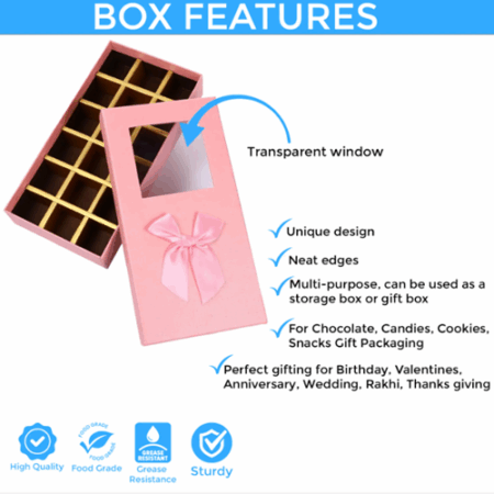 Chocolate Gift Box – Pink with Window & Ribbon | Premium Packaging Kenya